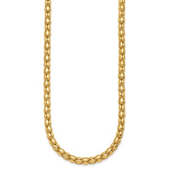 Herco 14K Polished Fancy Oval Barrel Link Necklace — alternate view