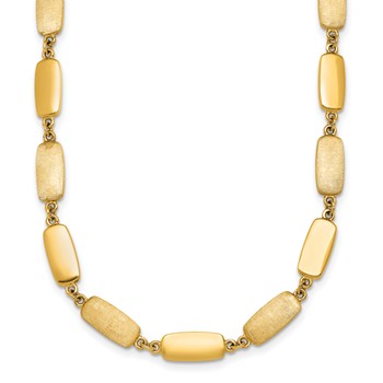 Herco 14K Polished and Satin Rectangular Link Necklace