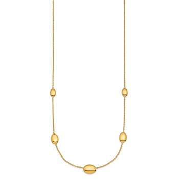 Herco 14K Polished Graduated Ovals Station with 2 Inch Extension Necklace — alternate view