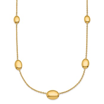 Herco 14K Polished Graduated Ovals Station with 2 Inch Extension Necklace