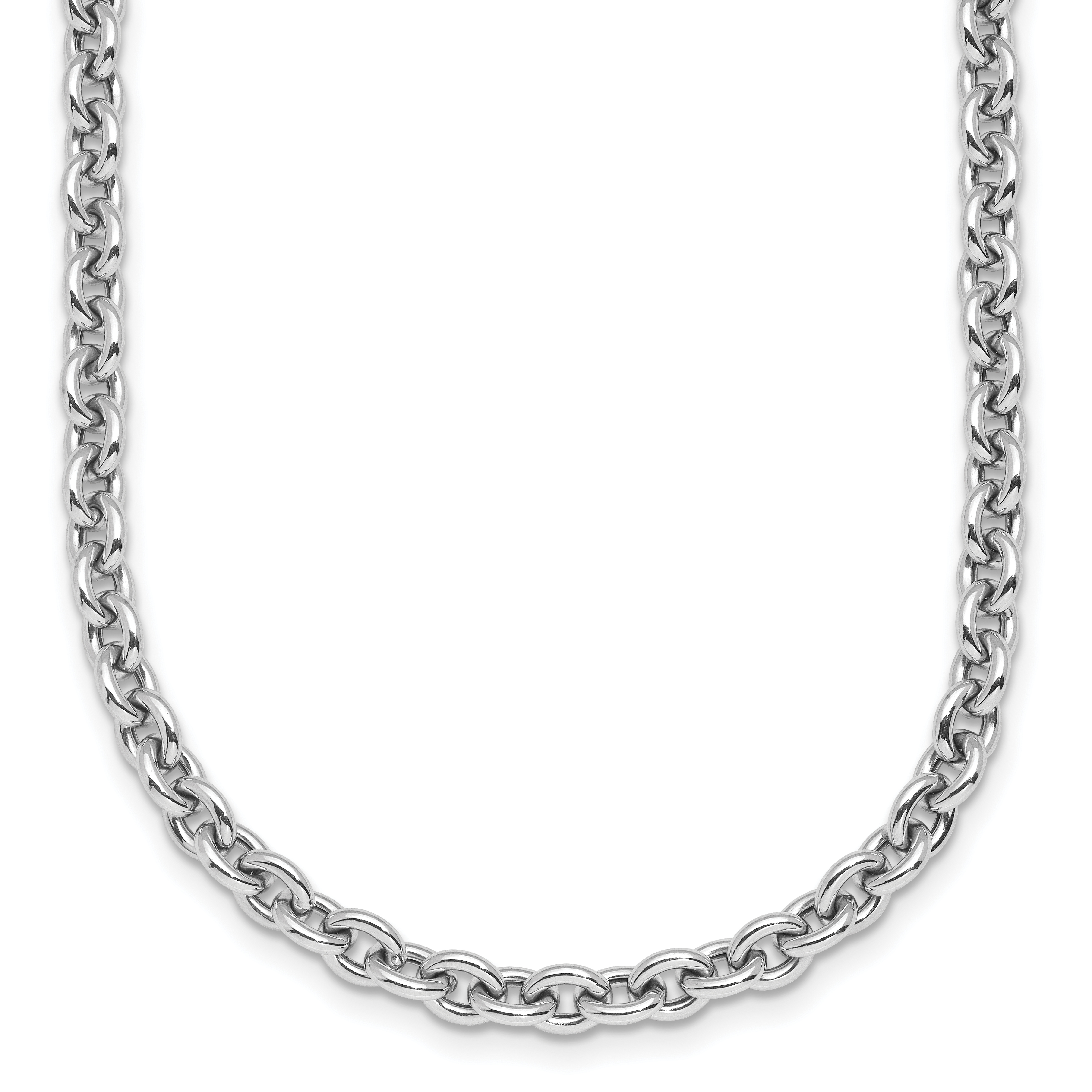 Herco 14K White Gold Polished 4.75mm Cable Chain Necklace - HERCO