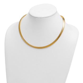 Herco 14K w/Rhod. Polished/Satin 6mm Reversible Solid Omega Necklace — alternate view