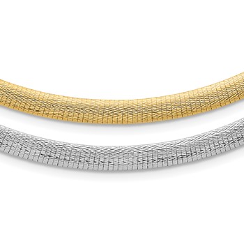 Herco 14K w/Rhod. Polished/Satin 6mm Reversible Solid Omega Necklace