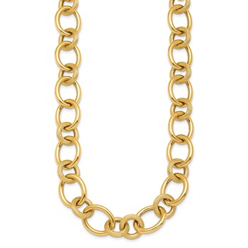 Herco 14K Polished and Satin Hollow Fancy Circle and Oval Link Necklace — alternate view