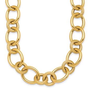 Herco 14K Polished and Satin Hollow Fancy Circle and Oval Link Necklace
