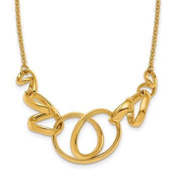 Herco 14K Polished Fancy Contemporary Swirl with 2 Inch Extension Necklace