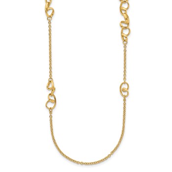 Herco 14K Polished Fancy Contemporary Swirls Station Necklace
