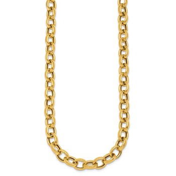 Herco 14K Polished and Textured 9.5mm Cable Chain Necklace — alternate view