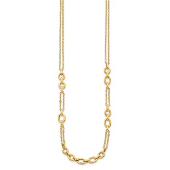 Herco 14K Polished Fancy Two-Strand Link w/ .5in Ext. Station Necklace — alternate view