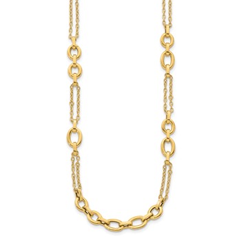 Herco 14K Polished Fancy Two-Strand Link w/ .5in Ext. Station Necklace