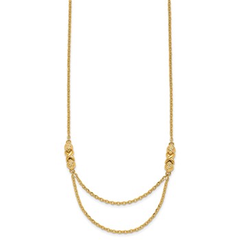 Herco 14K Polished/Diamond-cut Fancy XO Drop w/ .75in Ext. Necklace — alternate view