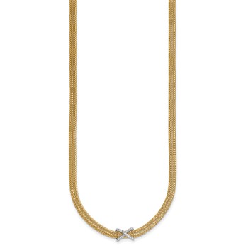 Herco 14K Two-tone Polished 2-Strand Diamond X 17 Inch with 2 Inch Extension Necklace — alternate view