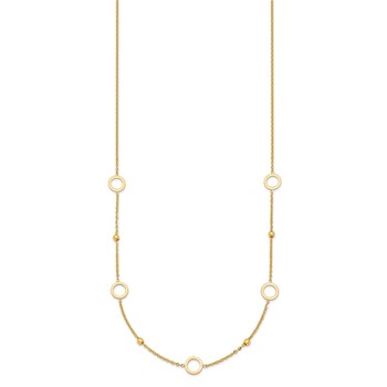 Herco 14K Polished and Beaded Open Circle w/ 2in Ext. Station Necklace — alternate view