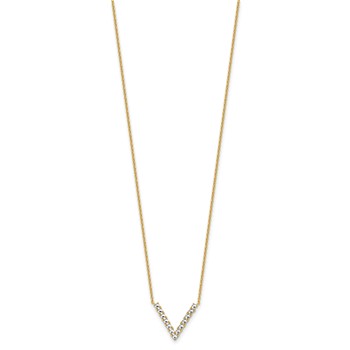 Herco 14K with White Rhodium Polished and Diamond-cut V 16 Inch with 2in Extension Necklace — alternate view
