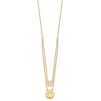 Herco 14K Polished 2-Strand Compass / Ship Wheel w/ 2in Ext. Necklace — alternate view