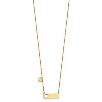 Herco 14K Polished Cut-Out Heart Bar with 2 Inch Extension Necklace — alternate view