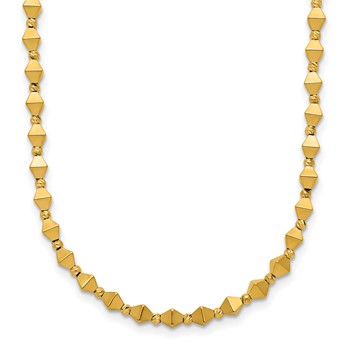 Herco 14k Polished and Diamond-cut Geometric Bead 16 Inch with 2 Inch Extension Necklace