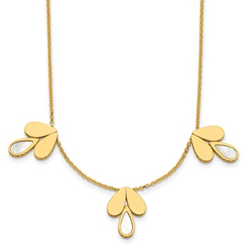 Herco 14K Polished Fancy Mother of Pearl Triple Teardrop 16.5 Inch with 2 Inch Extension Necklace