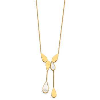 Herco 14K Polished Fancy Mother of Pearl Multi Teardrop Lariat 16.5 Inch with 2 Inch Extension Necklace — alternate view