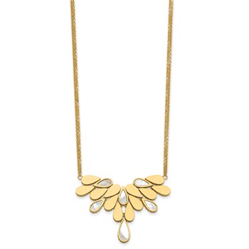 Herco 14K Polished Fancy 2-Strand Mother of Pearl Teardrops 16.5 Inch with 2 Inch Extension Necklace — alternate view