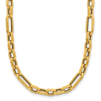 Herco 14K Polished 5.0mm Hexagonal Mixed Link 18 Inch Necklace