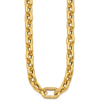 Herco 14K Polished Fancy CZ 11.0mm Cable Link 20 Inch Necklace — alternate view