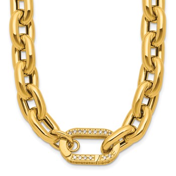 Herco 14K Polished Fancy CZ 11.0mm Cable Link 20 Inch Necklace