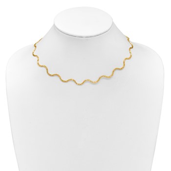 Herco 14K Polished and Diamond-cut Wavy 17 Inch Necklace — alternate view