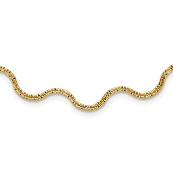 Herco 14K Polished and Diamond-cut Wavy 17 Inch Necklace