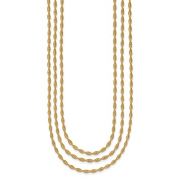 Herco 14K Polished Fancy Twisted Chain 3-Strand 17 Inch Necklace — alternate view