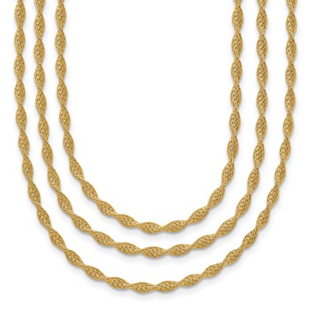 Herco 14K Polished Fancy Twisted Chain 3-Strand 17 Inch Necklace