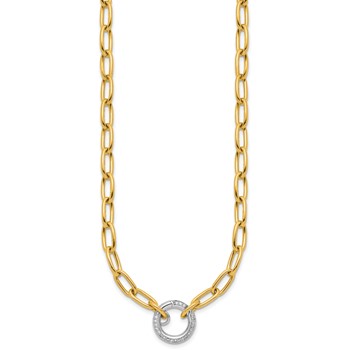 Herco 14K Two-tone Polished Diamond Paperclip Link 19.5 Inch Necklace — alternate view