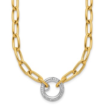 Herco 14K Two-tone Polished Diamond Paperclip Link 19.5 Inch Necklace