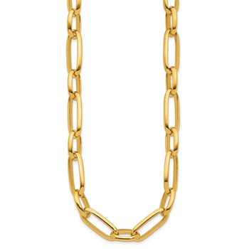Herco 14K Polished 9.5mm Mixed Paperclip Link 18 Inch Necklace — alternate view