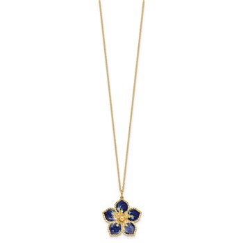 Herco 14K Polished Textured and Enameled Flower 16 Inch with 2 Inch Extension Necklace — alternate view