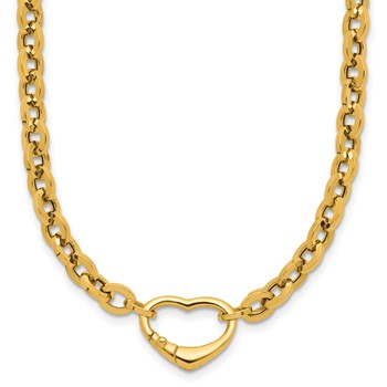 Herco 14K Polished Fancy Heart Clasp Cable Link 18 Inch Necklace