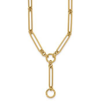 Herco 14K Polished Fancy Elongated Link Lariat 18 Inch Necklace