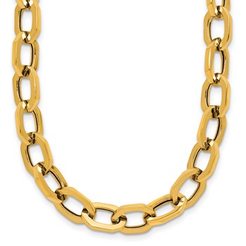 Herco 14K Polished Hexagonal Oval Link 18.25 Inch Necklace