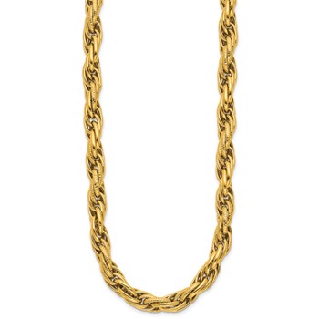 Herco 14K Polished/Textured 7.5mm Rope Chain 17.75in Necklace — alternate view