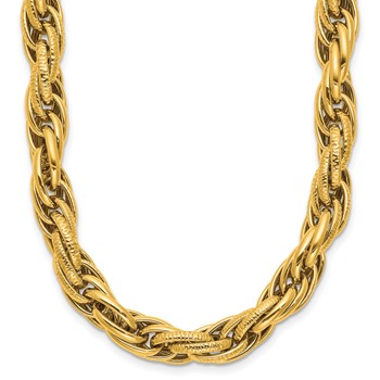 Herco 14K Polished/Textured 7.5mm Rope Chain 17.75in Necklace