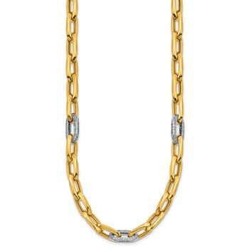 Herco 14K Two-tone Polished Diamond 8.0mm Link 18 Inch Necklace — alternate view