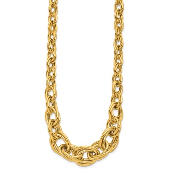 Herco 14K Polished Graduated Double Oval Link 18 Inch Necklace — alternate view