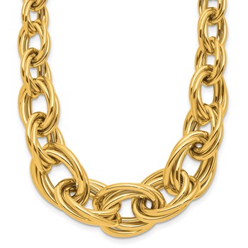 Herco 14K Polished Graduated Double Oval Link 18 Inch Necklace