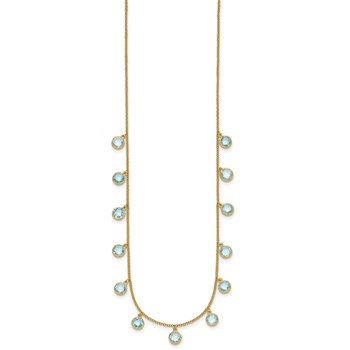 Herco 14K Polished and Textured Dangling Blue Topaz 16.5in Necklace — alternate view