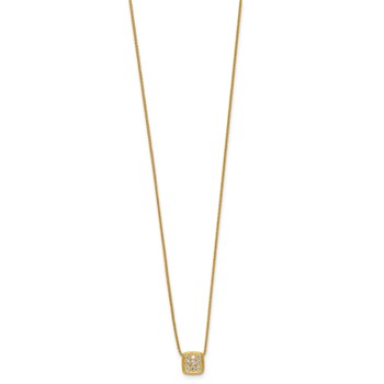 Herco 14K Polished and Textured Diamond Square 16.25 Inch with 1.5 Inch Extension Necklace — alternate view