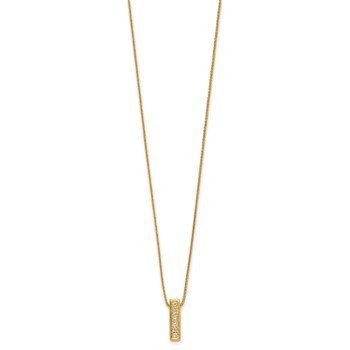 Herco 14K Polished and Textured Diamond Bar 16.25 Inch with 1.5 Inch Extension Necklace — alternate view