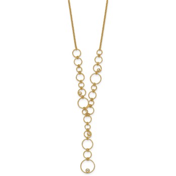 Herco 14K Polished and Textured Fancy Dia Circles 16.5in Necklace — alternate view