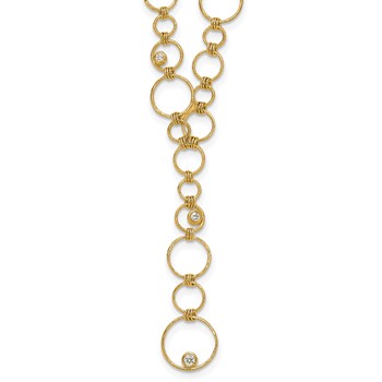 Herco 14K Polished and Textured Fancy Dia Circles 16.5in Necklace
