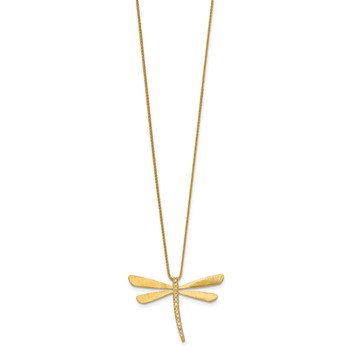 Herco 14K Polished and Satin Diamond Dragonfly with 1.25 Inch Extension Necklace — alternate view
