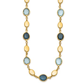 Herco 14K Sky/London Blue Topaz and Polished Ovals 16 Inch with 2 Inch Extension Necklace — alternate view